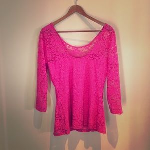 Guess pink lace top